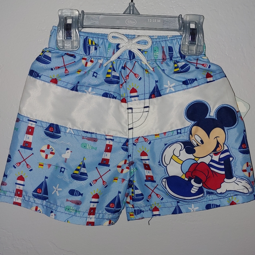 NWT Disney Store Mickey Mouse swim trunks, 12-18 m